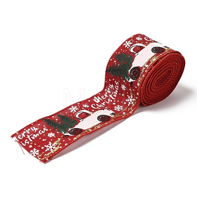 Christmas Theme Polyester Imitation Linen Ribbon OCOR-M008-01A-1