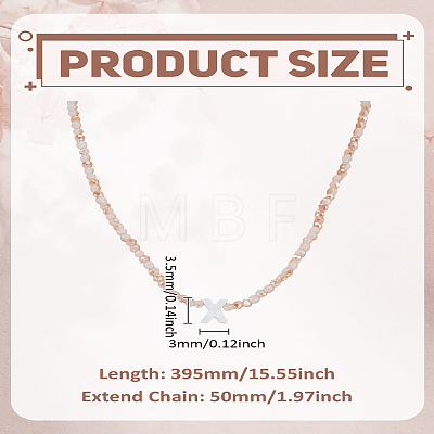 1Pc Glass Rondelle Beaded Necklaces NJEW-LP0007-23X-1