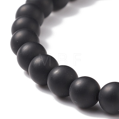 Natural Gemstone & Black Agate(Dyed) & Synthetic Hematite Round Beaded Stretch Bracelet BJEW-JB08648-1