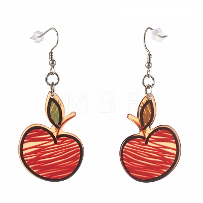 Apple Transparent Acrylic Dangle Earrings EJEW-JE04547-06-1