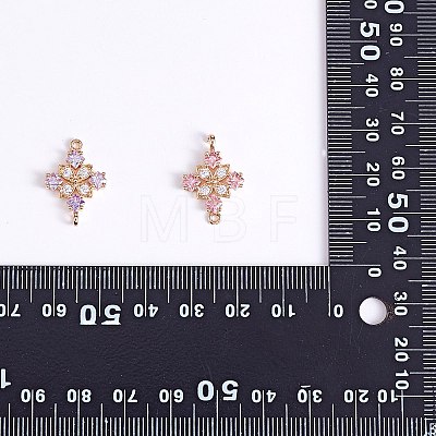 Copper plated gold+zircon square four petal flower connector DIY accessories JX598A-1