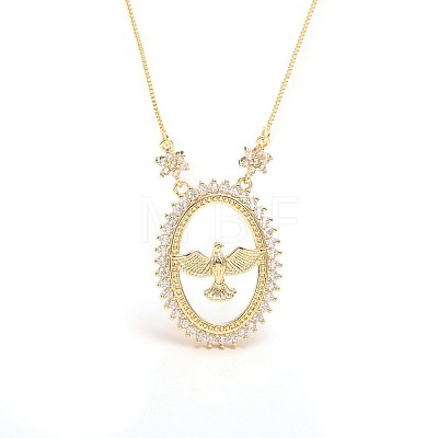 Brass Micro Pave Clear Cubic Zirconia Bird Pendant Necklaces for Women FS-WGDFF37-02-1