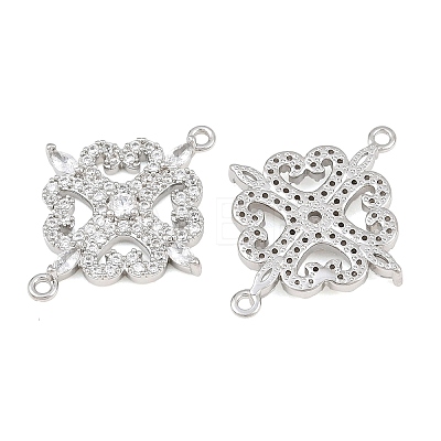 Brass Micro Pave Clear Cubic Zirconia Connector Charms CU-CBA7BFE-03E-P-1