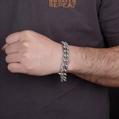 Tibetan Style Alloy Skull Link Chain Bracelet Men WG16695-01-1