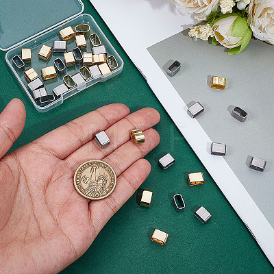 40Pcs 2 Colors 201 Stainless Steel Slide Charms STAS-ME0002-74-1