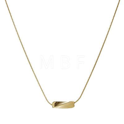 304 Stainless Steel Twisted Rectangle Bar Pendant Necklaces for Women WGC1D57-01-1