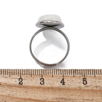 Half Round Natural Howlite Finger Rings RJEW-M062-01P-20-1