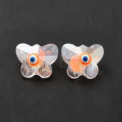 Evil Eye Glass Butterfly Beads G-P485-01B-1