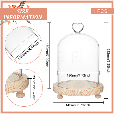 Heart Glass Dome Cover AJEW-WH0505-28B-1