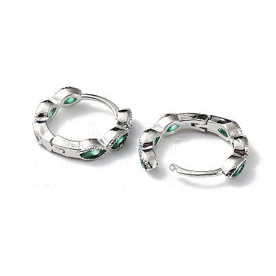 Green Cubic Zirconia Horse Eye Wrap Hoop Earrings LS-EJEW-K083-34P-C-1
