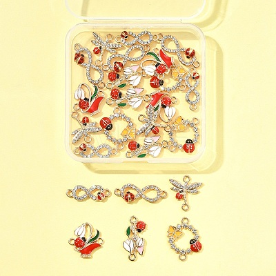 24Pcs 6 Styles Alloy Enamel Links Connector Charms ENAM-FS0002-91-1