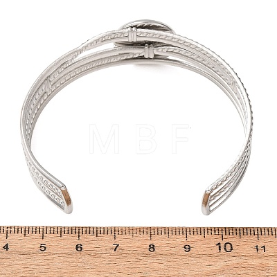 304 Stainless Steel Multi-strand Cuff Bracelet Blanks with Flat Round Bezel Settings SA-CBA4160-01B-P-1