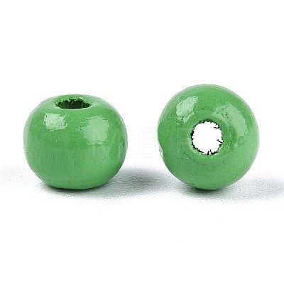 Spray Painted Round Natural Schima Wood Beads WOOD-A018-6mm-08-1