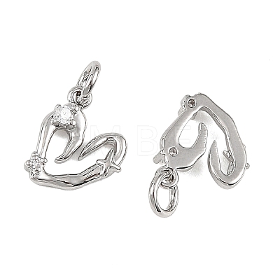 SHEGRACE Valentine's Day Brass Micro Pave Clear Cubic Zirconia Charms XGRQ4N444-704P-1