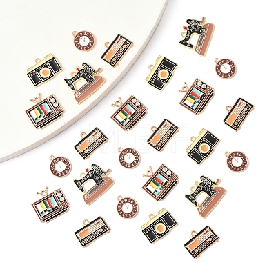 25Pcs 5 Styles Alloy Enamel Pendants ENAM-FS0003-14-1