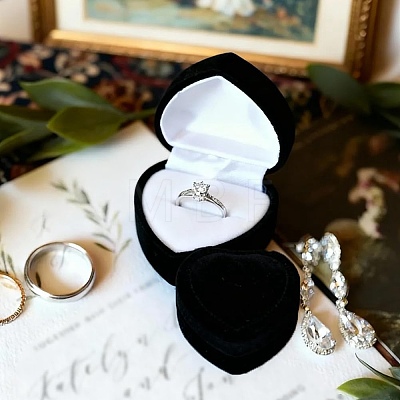Valentine's Day Velvet Ring Storage Boxes AJEW-CL0004-89A-1