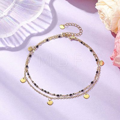 304 Stainless Steel Double Layer Chain Anklets AJEW-AN00632-05-1