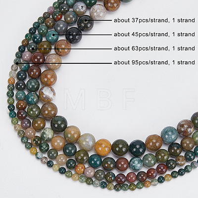 Olycraft 4 Strands 4 Styles Natural Indian Agate Beads Strands G-OC0005-15-1