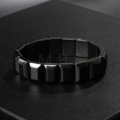 Non-Magnetic Synthetic Hematite Beaded Stretch Bracelets for Men FIND-PW0021-10D-1