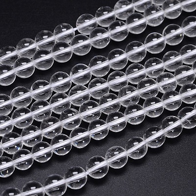 Round Natural Grade A Quartz Crystal Bead Strands G-H1648-8mm-01N-A-01-1