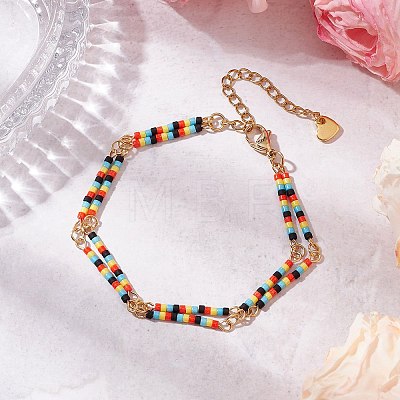 Glass Seed Beads Link Bracelets BJEW-MZ00148-03-1