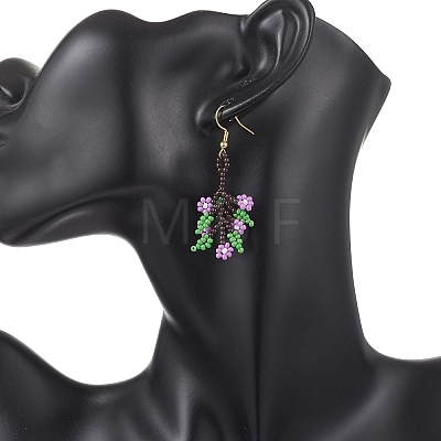 Glass Seed Beaded Dangle Earrings EJEW-MZ00704-1