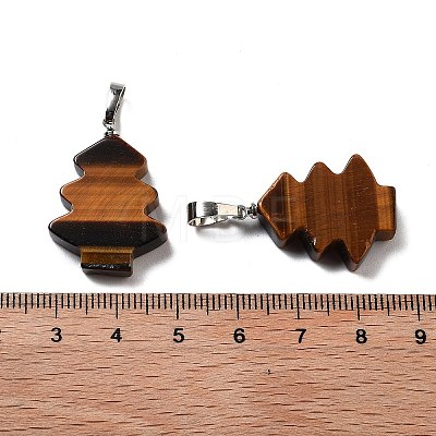 Natural Tiger Eye Pendants G-A203-01G-P-1