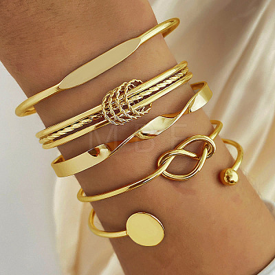 5Pcs 5 Styles Alloy Bangles WG70F83-01-1