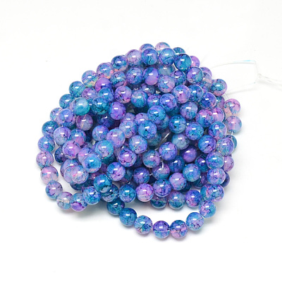 Baking Painted Glass Beads Strands DGLA-Q023-8mm-DB72-1