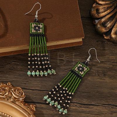 Handmade Bohemian Glass Seed Bead Beaded Chandelier Earrings DO8227-1