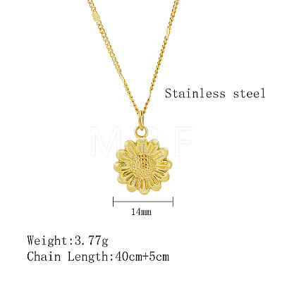 304 Stainless Steel Sunflower Pendant Necklaces for Women NO4072-1-1