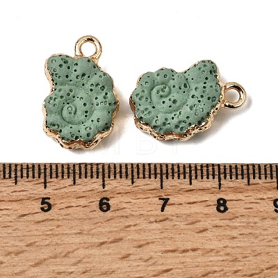 Dyed Synthetic Lava Rock Pendants G-P614-05G-11-1