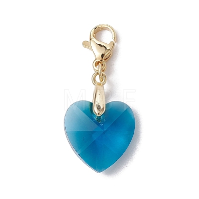 Glass Heart Pendant Decoration HJEW-JM01414-01-1