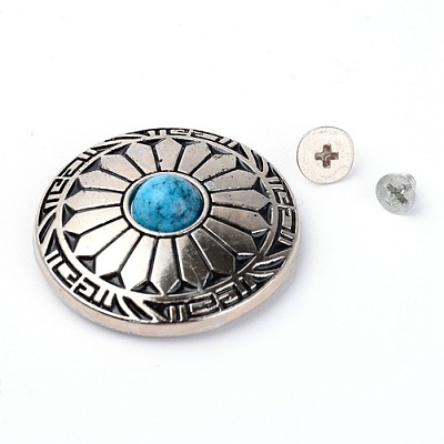 Alloy & Imitation Turquoise Craft Solid Screw Rivet X-PALLOY-WH0084-09B-1