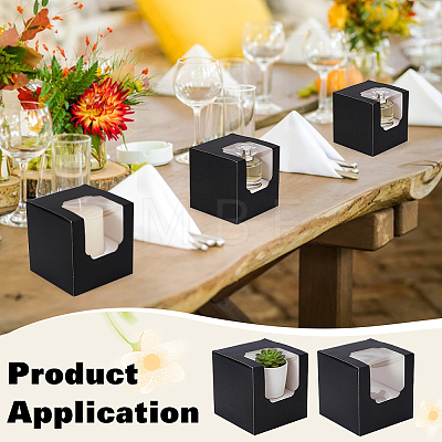 Cube Paper Cupcake Storage Boxes with Visible Window LS-BAKE-WH0002-002C-1