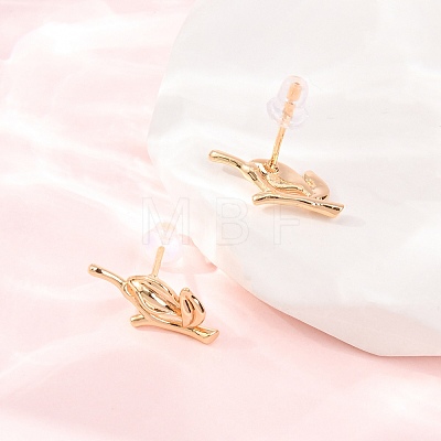 Brass Stud Earrings EJEW-D363-01G-02-1