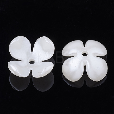 4-Petal ABS Plastic Imitation Pearl Bead Caps X-OACR-S020-19-1