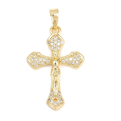 Brass Micro Pave Cubic Zirconia Pendants KK-F938-24D-G-1