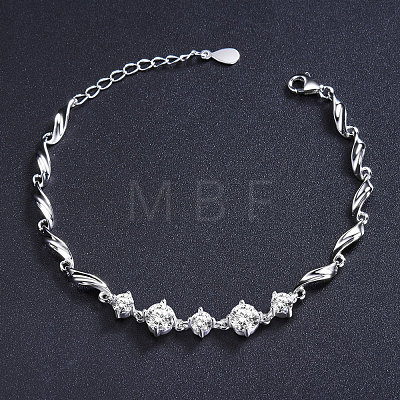 SHEGRACE Lovely Rhodium Plated 925 Sterling Silver Link Bracelet JB290A-1