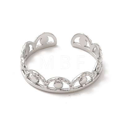 Non-Tarnish 304 Stainless Steel Crown Open Cuff Ring for Women LS-RJEW-E066-08P-1