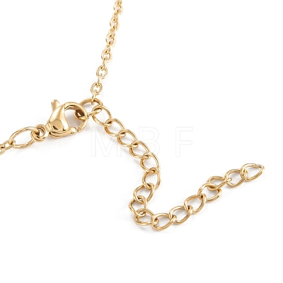 Vacuum Plating 304 Stainless Steel Flat Round Link Chain Necklaces NJEW-M187-03G-1