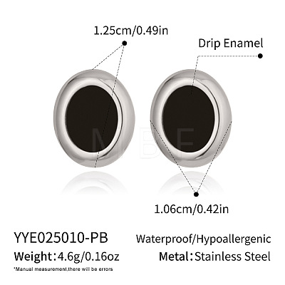 304 Stainless Steel Oval Stud Earrings HC0211-4-1