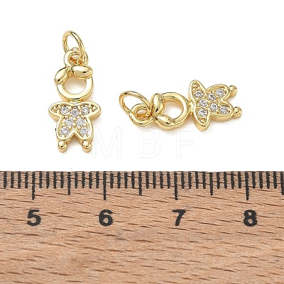 Brass Micro Pave Clear Cubic Zirconia Pendants CU-CBA9AFC-01G-17-1