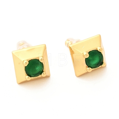 Brass Micro Pave Cubic Zirconia Stud Earrings EJEW-F273-14-1