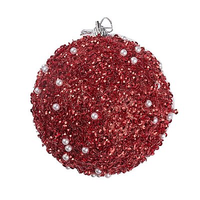 Christmas Ball Foam & Plastic Imitation Pearl Pendant Decoration FIND-G056-01B-1