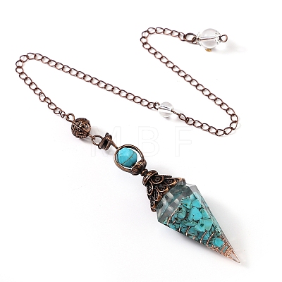 Synthetic Turquoise & Resin Hexagonal Pointed Dowsing Pendulums PW-WG7D05E-04-1