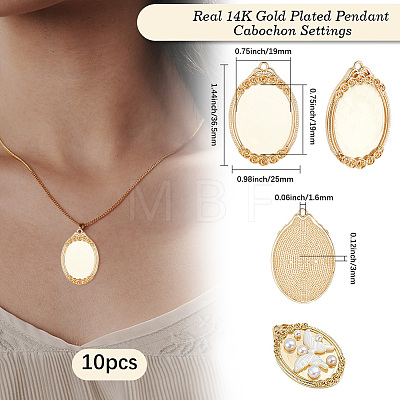 4Pcs Brass Pendant Cabochon Settings KK-BBC0020-14-1