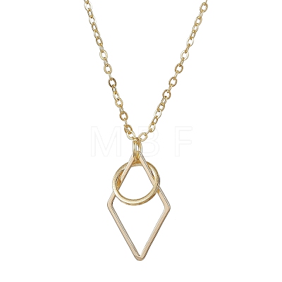 Brass Round with Rhombus Pendants Necklace NJEW-JN04698-1