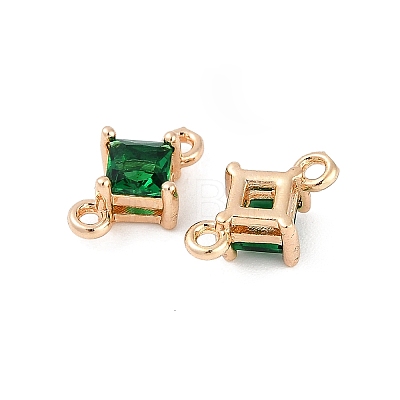 Brass Pave Glass Rhombus Links Connector Charms GLAA-Q088-001F-1