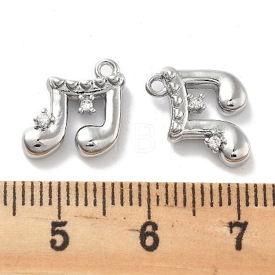 Brass Micro Pave Clear Cubic Zirconia Charms KK-M102-47P-1